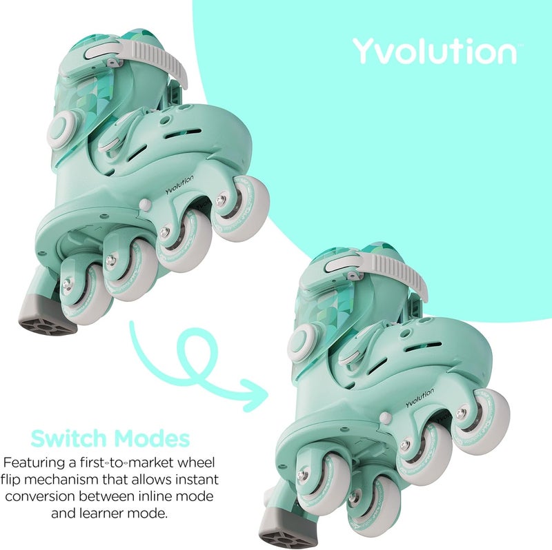 Yvolution Learner Twista Skates – 2-in-1 Adjustable Kids Roller Skates for Ages 2+ – Converts from Tri-Wheel to Inline Skates – No Tools Needed – US Size 7-11 - Image 3